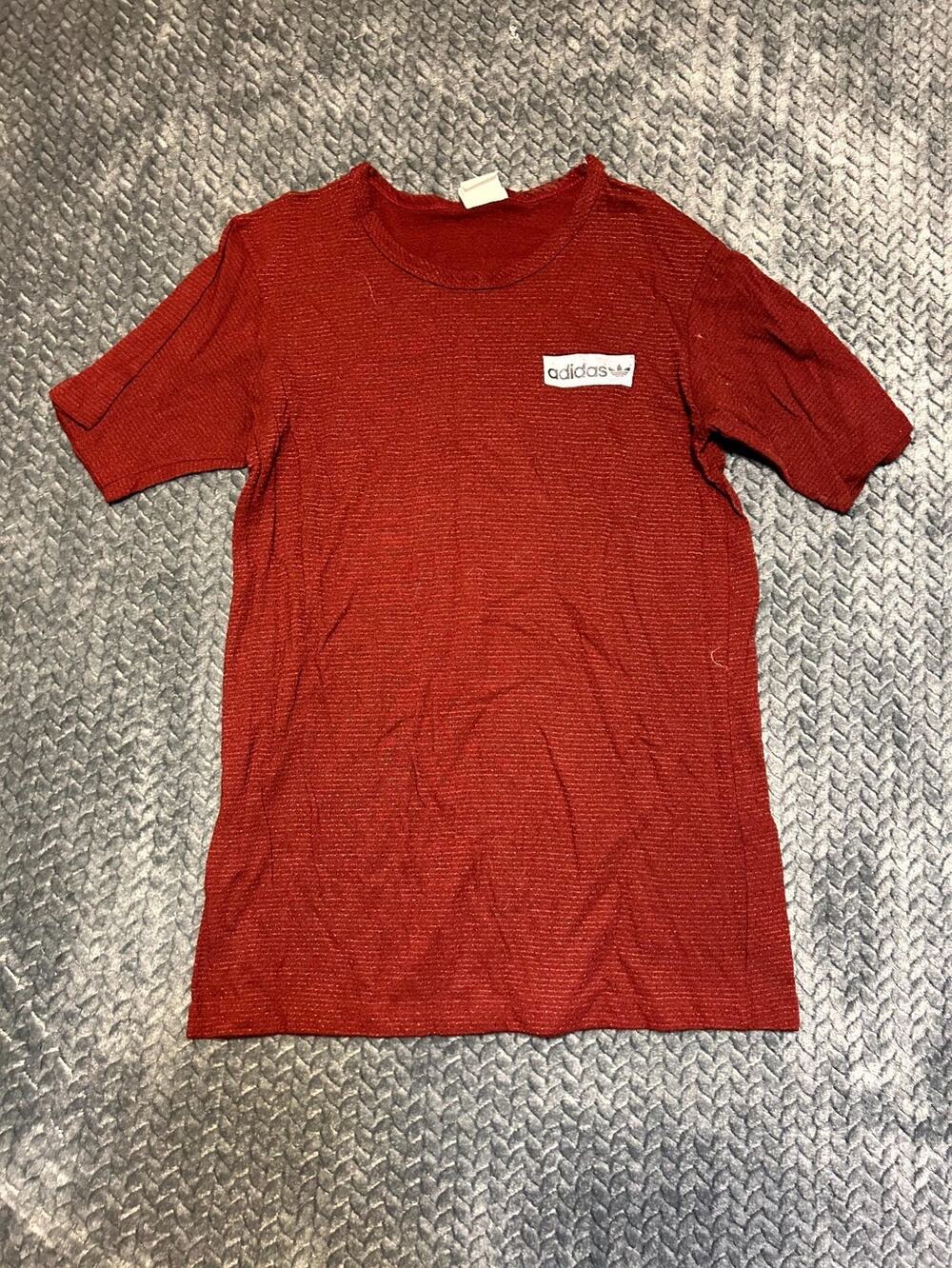Vintage Adidas T-Shirt Women's Medium Burgundy Polyester Short Sleeve Pullover